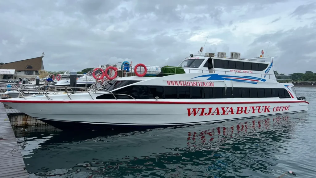 Wijaya Buyuk Fast Boat docked at Sanur Harbor Bali for Lembongan fast boat departure